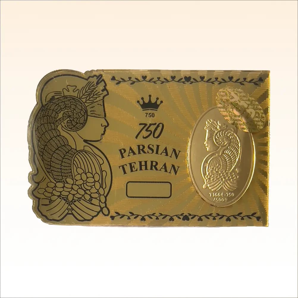 شمش طلای ۱۸ عیار طرح ملکه طلائی پارسیان طهران (وتوس گلد) وزن 1.2 گرم